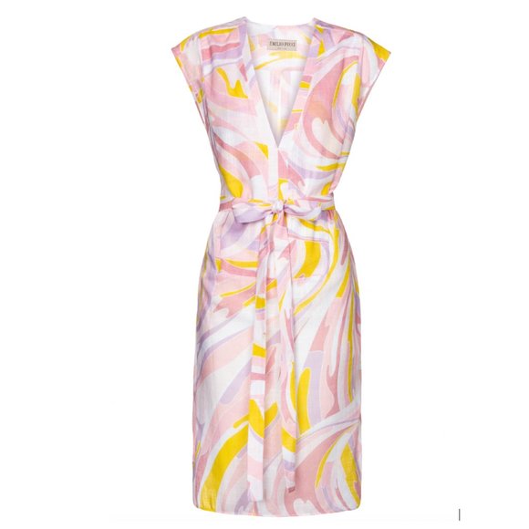 EMILIO PUCCI PINK YELLOW COTTON DRESS MODEL 1EWG10 SIZE IT 40 / US 6 NWOTS! - Picture 3 of 17